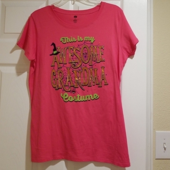 unknown Tops - "This Is My Awesome Grandma Costume" Tee T-Shirt Women's XL (16-18) Pink EUC